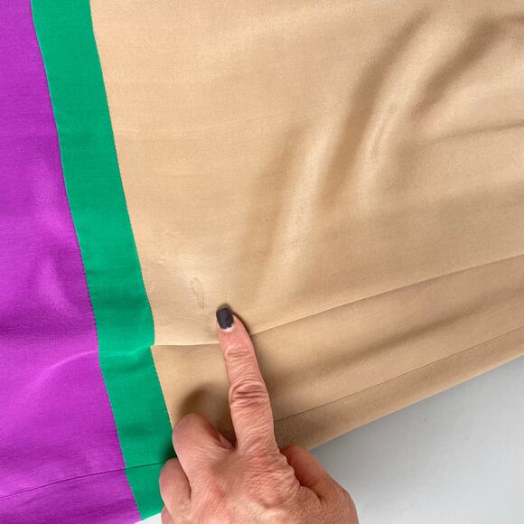 VTG Oscar De La Renta 70s 80s Silk Boho Full Maxi Skirt Colorblock Stripe Scarf - Picture 6 of 10